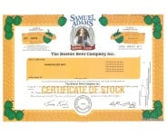 Boston Beer - Replica Stock Certificate