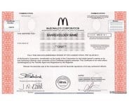 McDonalds - Replica Stock Certificate