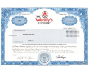 Wendys - Replica Stock Certificate